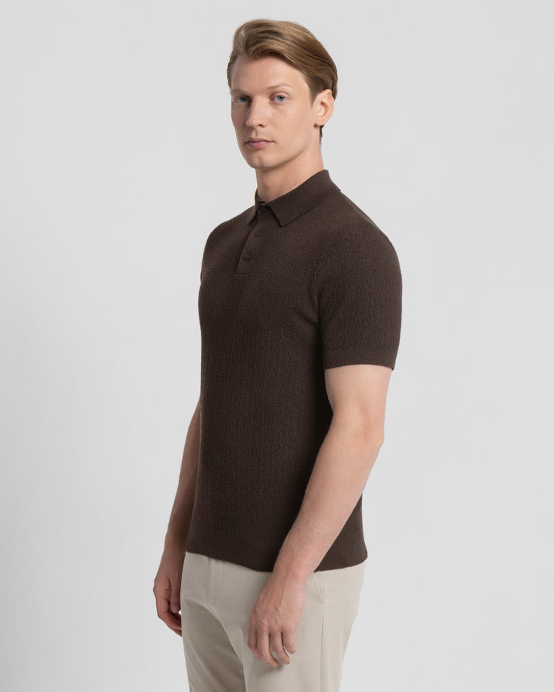 Boucle Textured Short Sleeve Polo Shirt