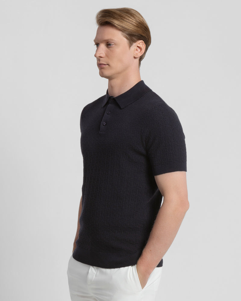 Boucle Textured Short Sleeve Polo Shirt