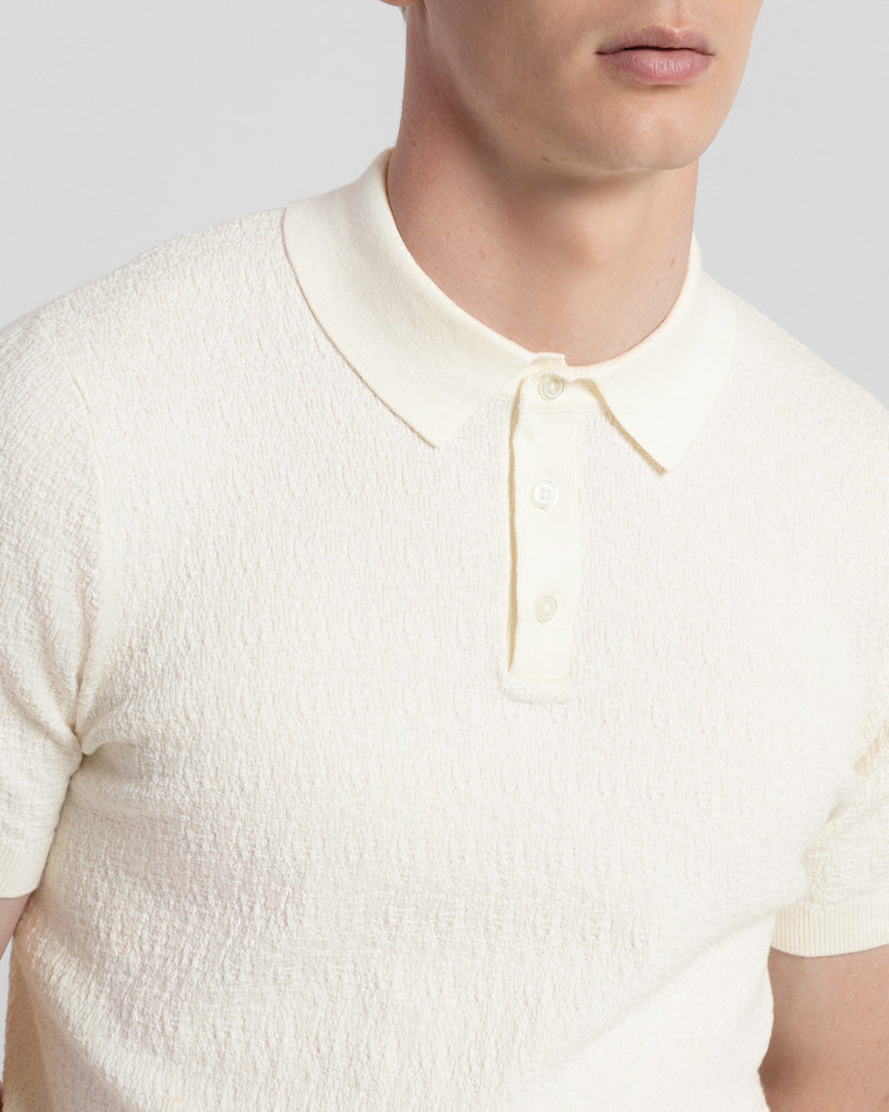 Boucle Textured Short Sleeve Polo Shirt