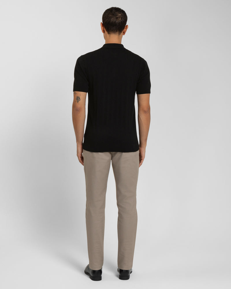 Textured Stripe Short Sleeve Polo Shirt