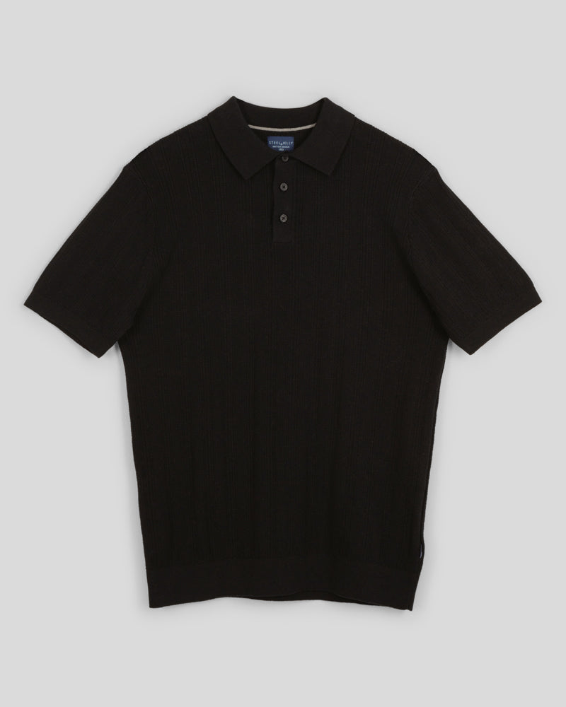 Textured Stripe Short Sleeve Polo Shirt