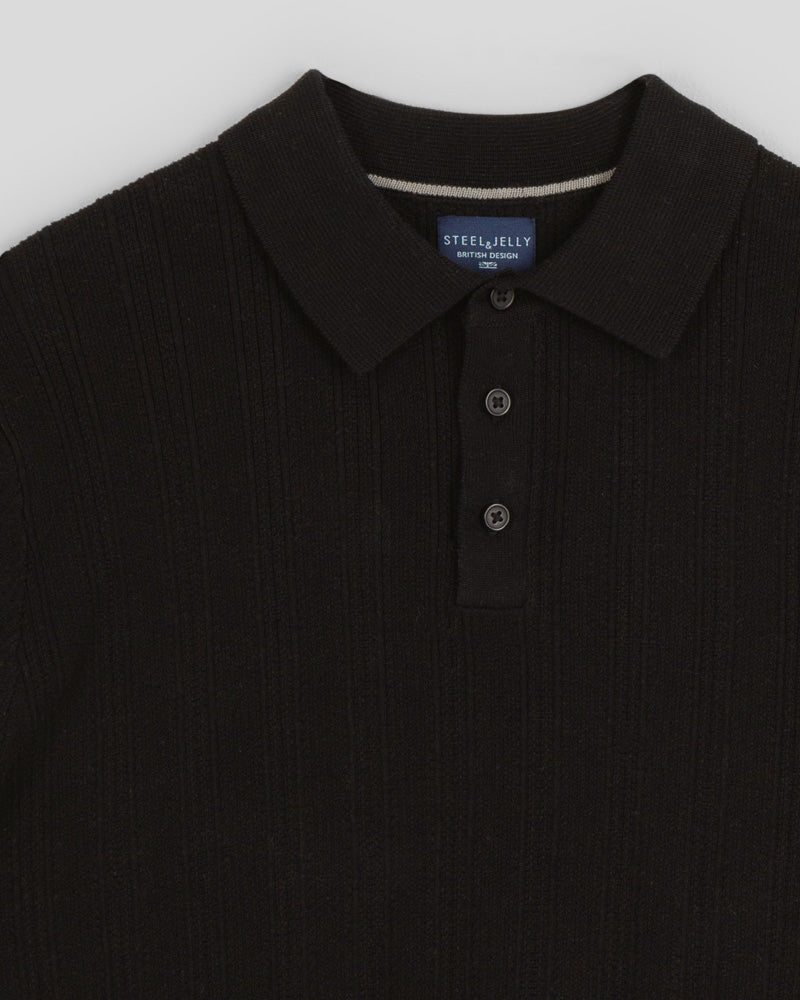 Textured Stripe Short Sleeve Polo Shirt