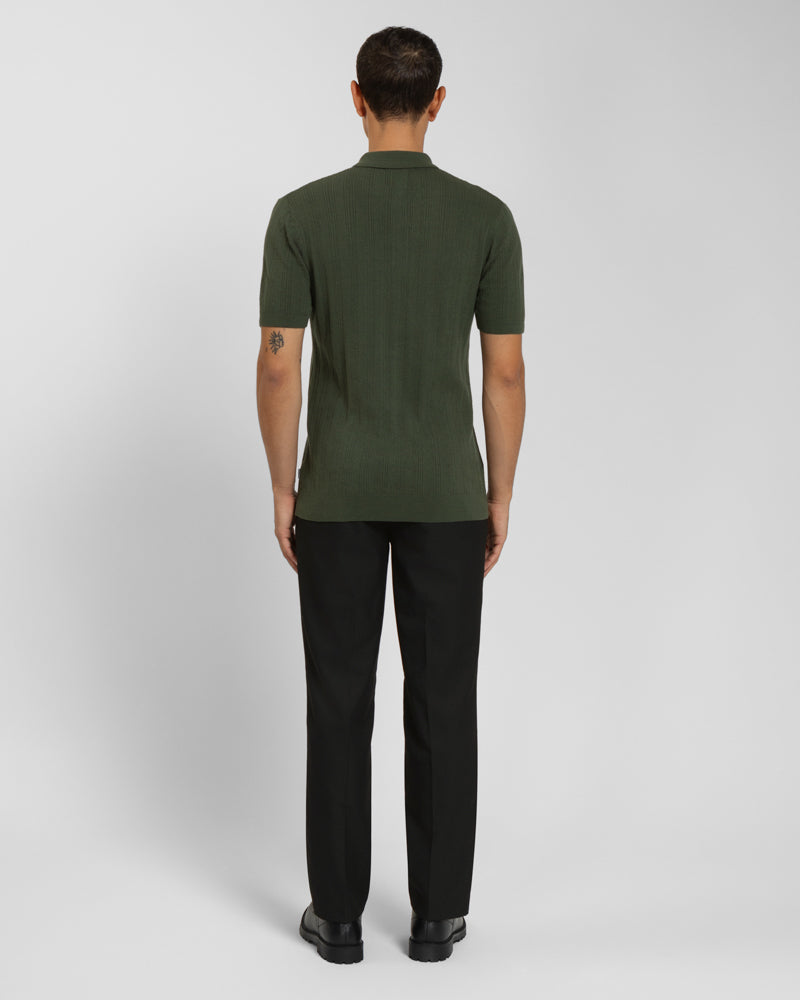 Textured Stripe Short Sleeve Polo Shirt