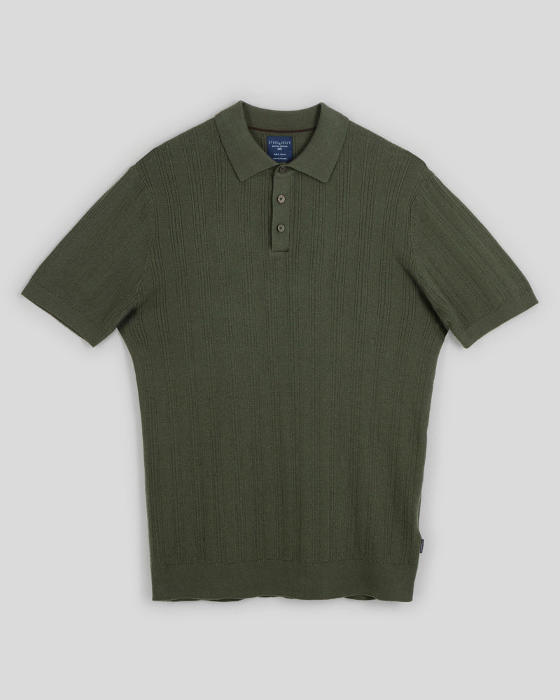 Textured Stripe Short Sleeve Polo Shirt