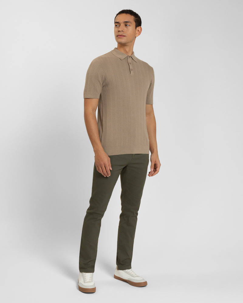 Textured Stripe Short Sleeve Polo Shirt