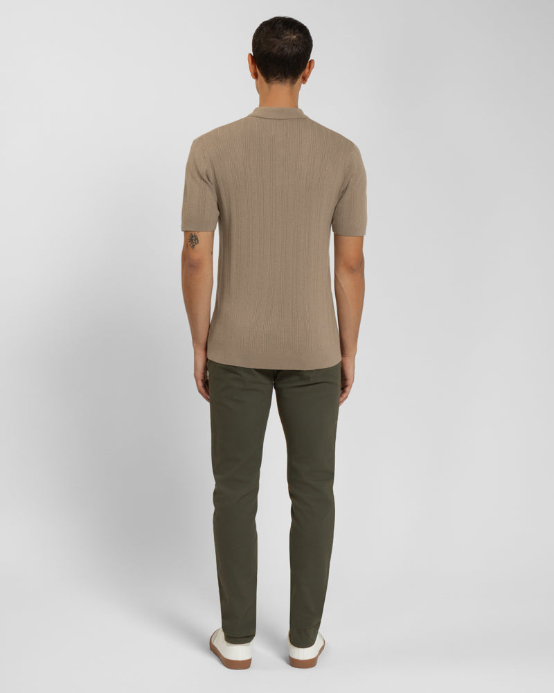 Textured Stripe Short Sleeve Polo Shirt