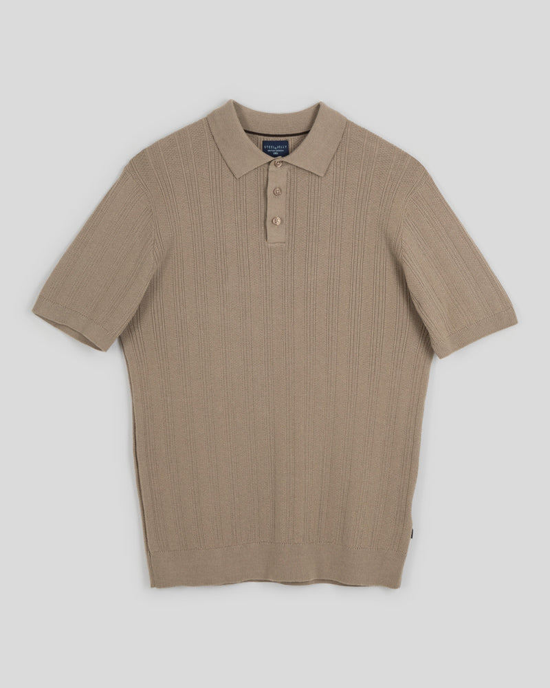 Textured Stripe Short Sleeve Polo Shirt