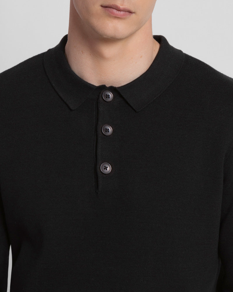 Heavy Milano Knit Long Sleeve Polo Shirt
