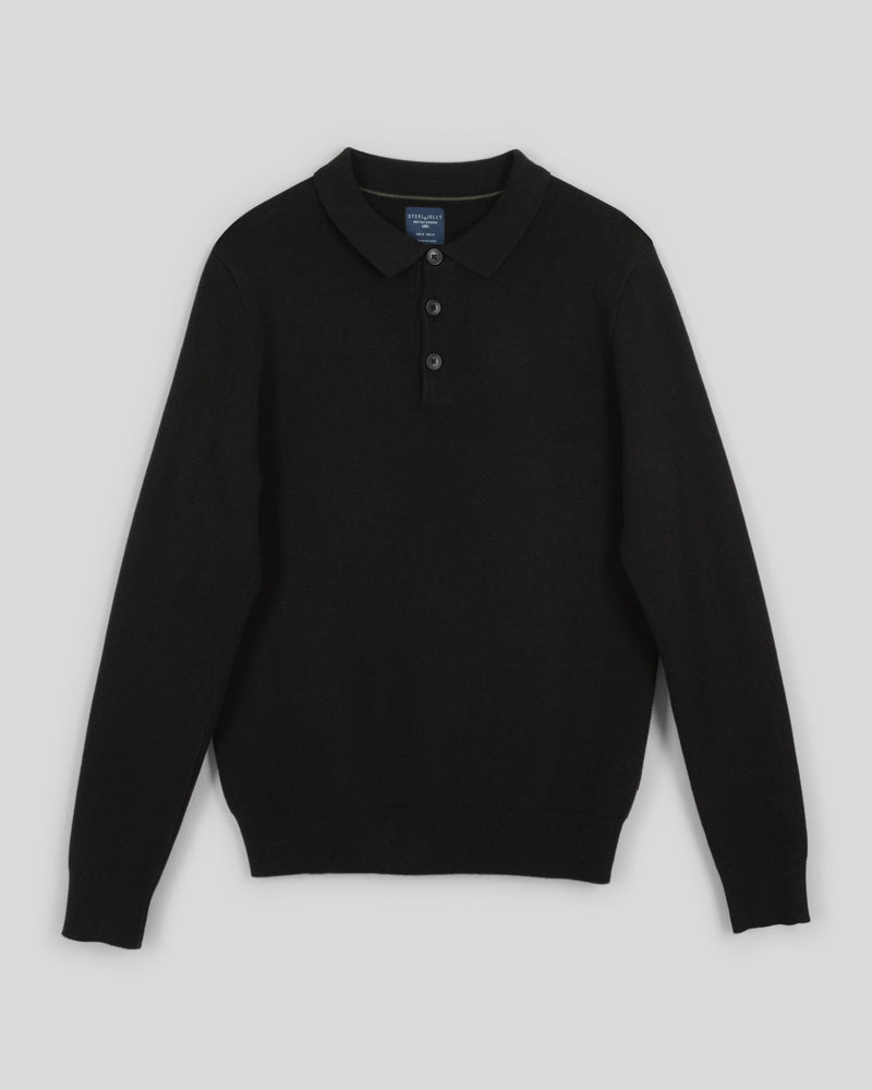 Heavy Milano Knit Long Sleeve Polo Shirt