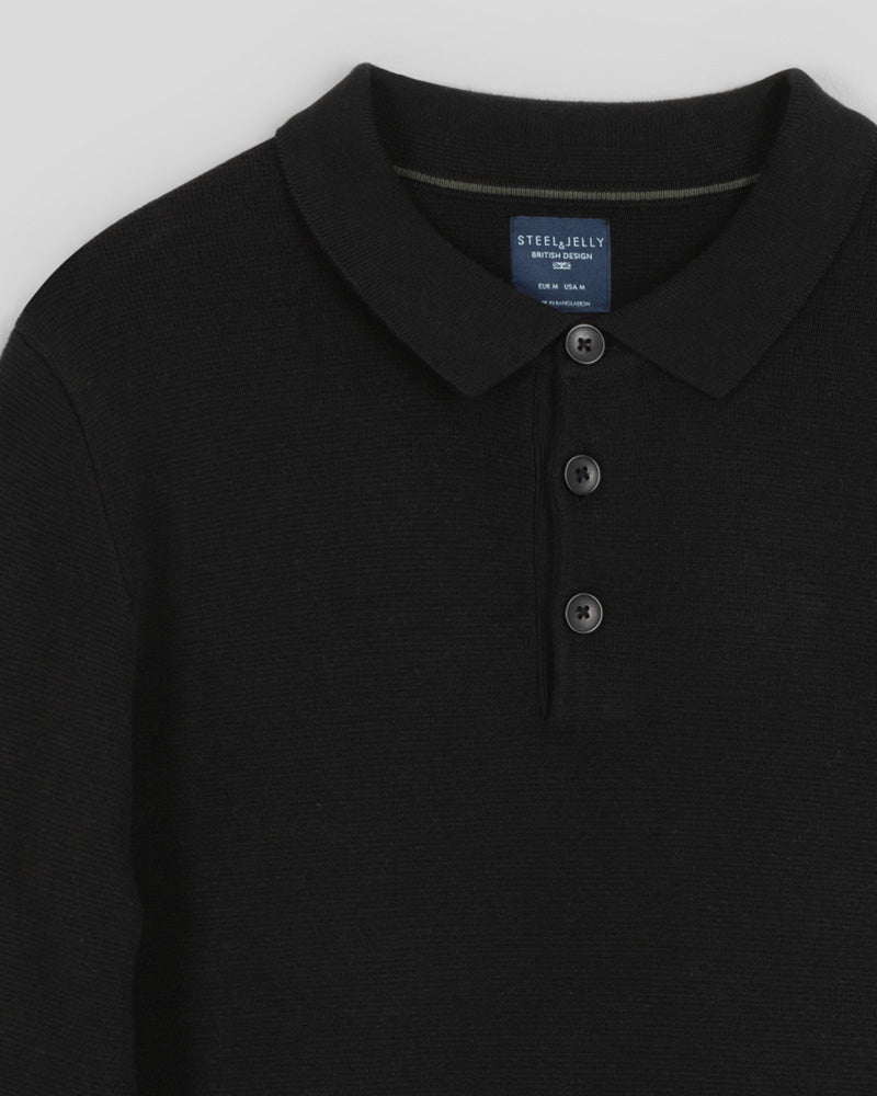 Heavy Milano Knit Long Sleeve Polo Shirt