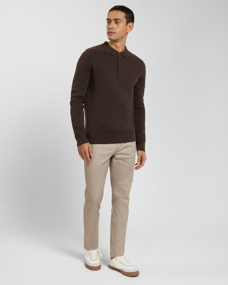 Heavy Milano Knit Long Sleeve Polo Shirt