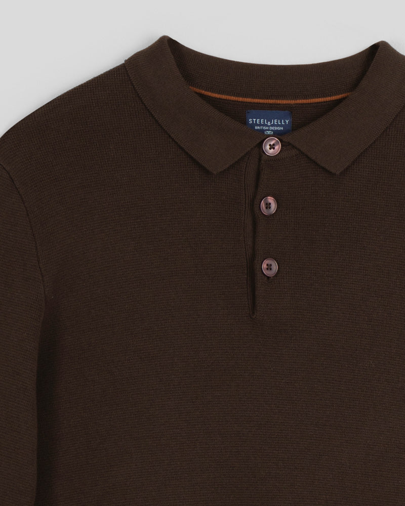 Heavy Milano Knit Long Sleeve Polo Shirt