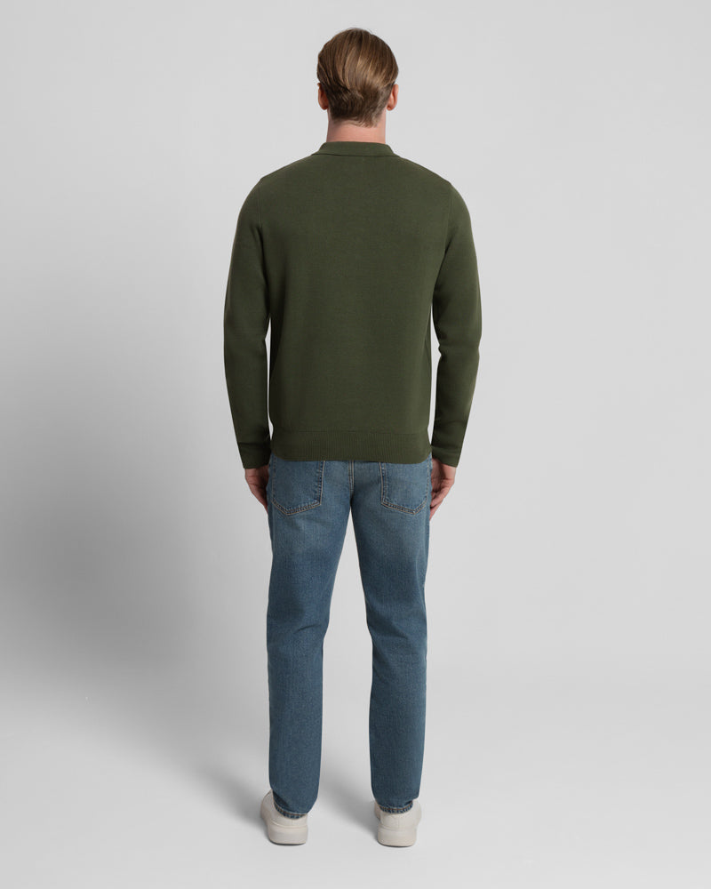 Heavy Milano Knit Long Sleeve Polo Shirt