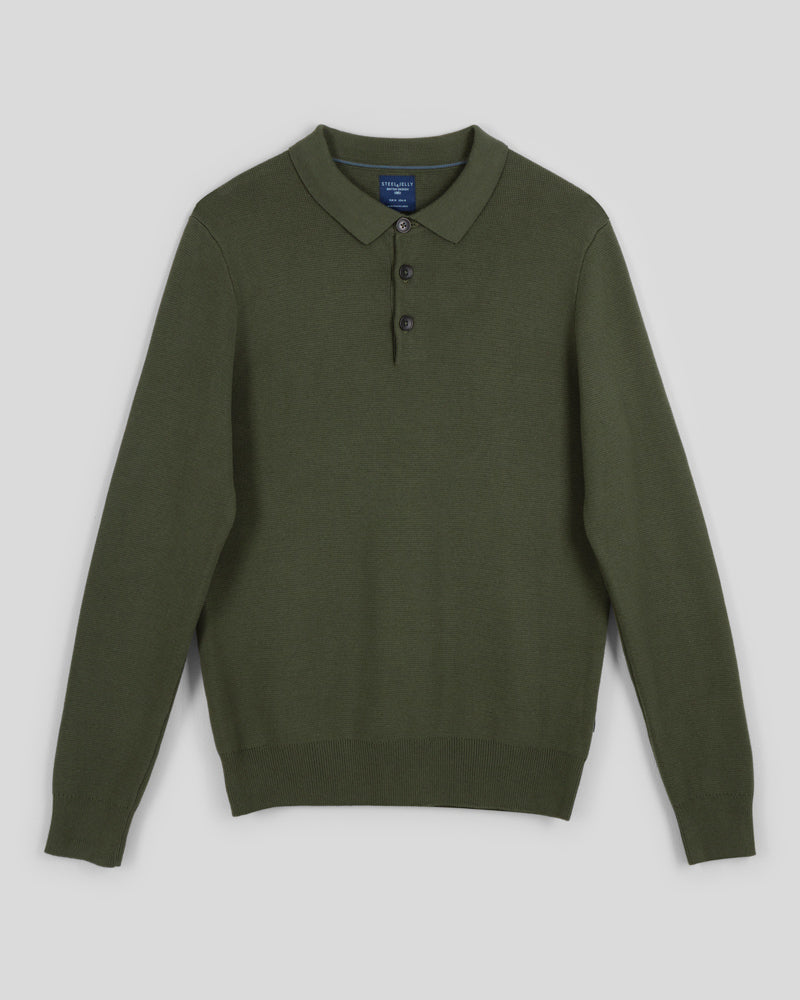 Heavy Milano Knit Long Sleeve Polo Shirt