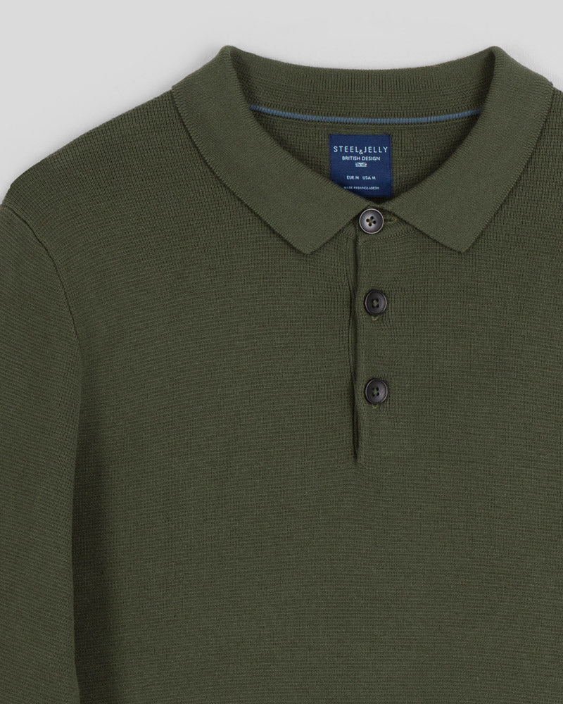 Heavy Milano Knit Long Sleeve Polo Shirt