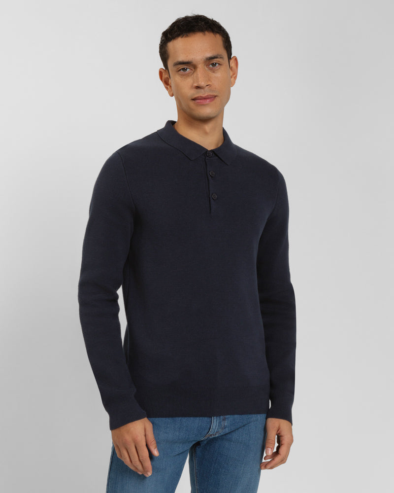 Heavy Milano Knit Long Sleeve Polo Shirt