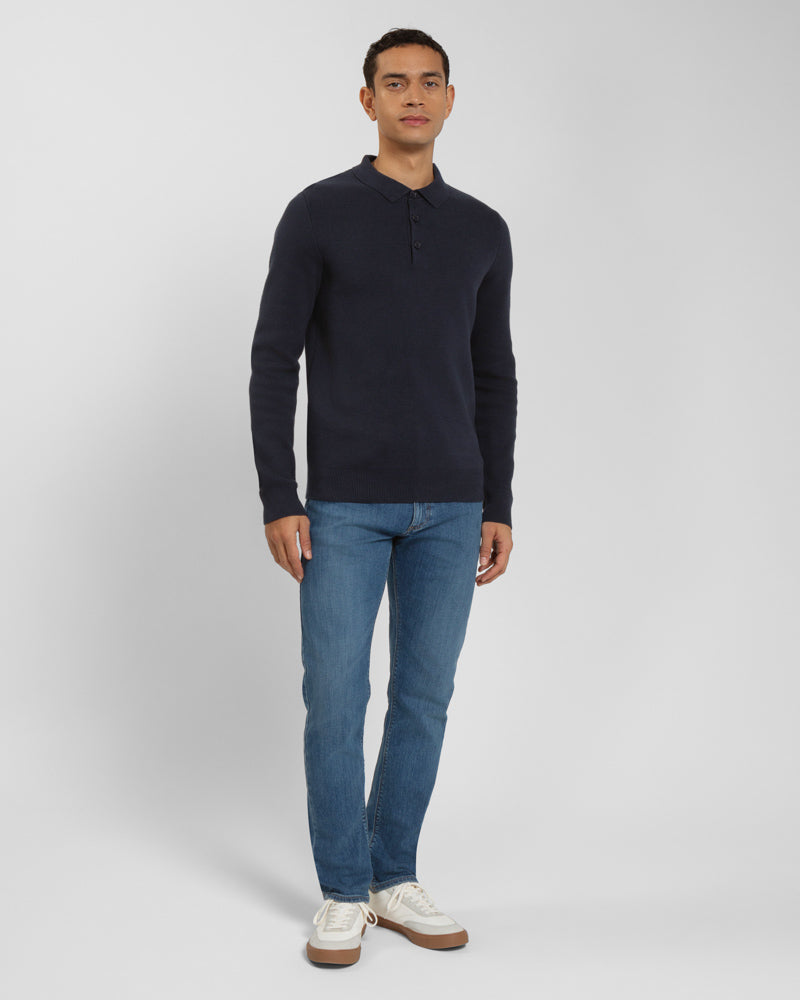 Heavy Milano Knit Long Sleeve Polo Shirt
