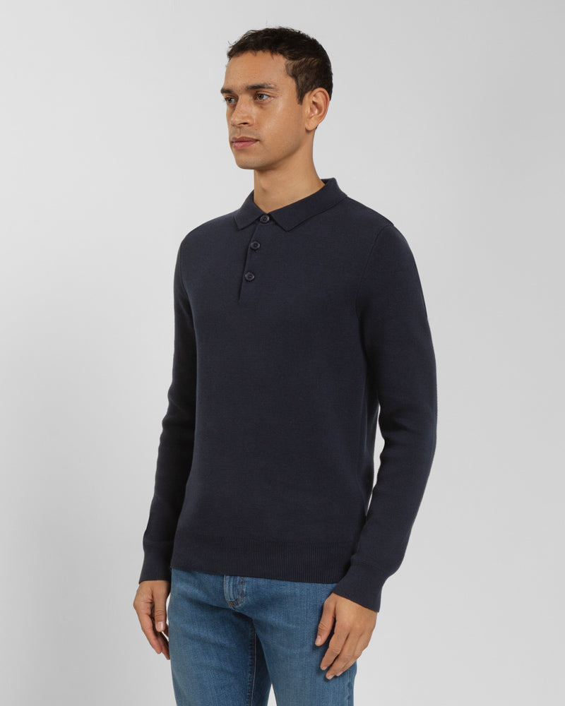 Heavy Milano Knit Long Sleeve Polo Shirt