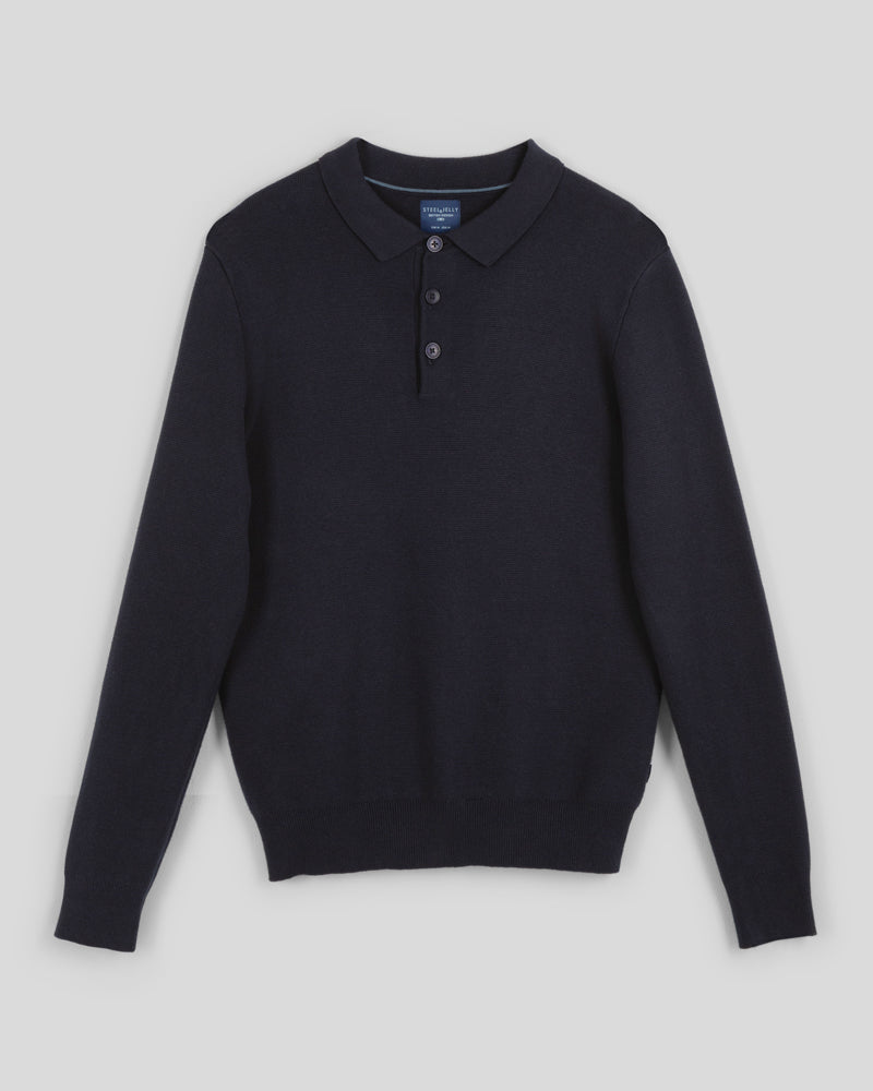 Heavy Milano Knit Long Sleeve Polo Shirt