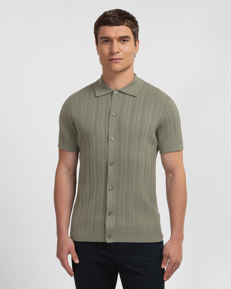 Kilburn - Stripe Textured Knitted Short Sleeve Shirt
