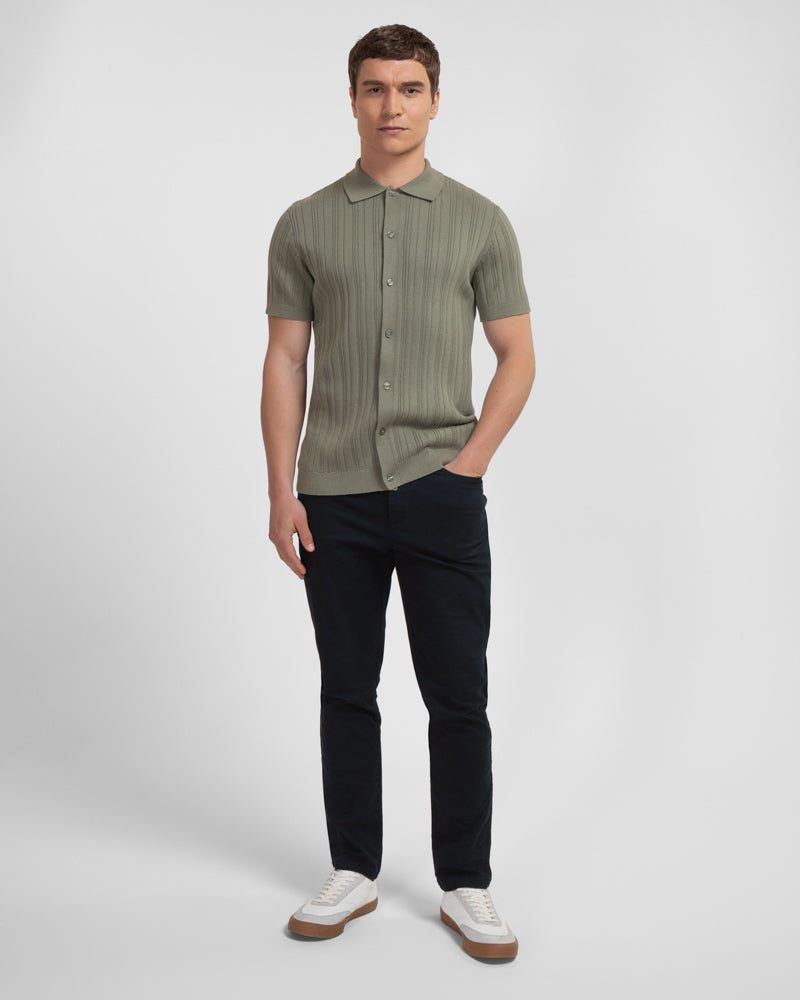 Kilburn - Stripe Textured Knitted Short Sleeve Shirt