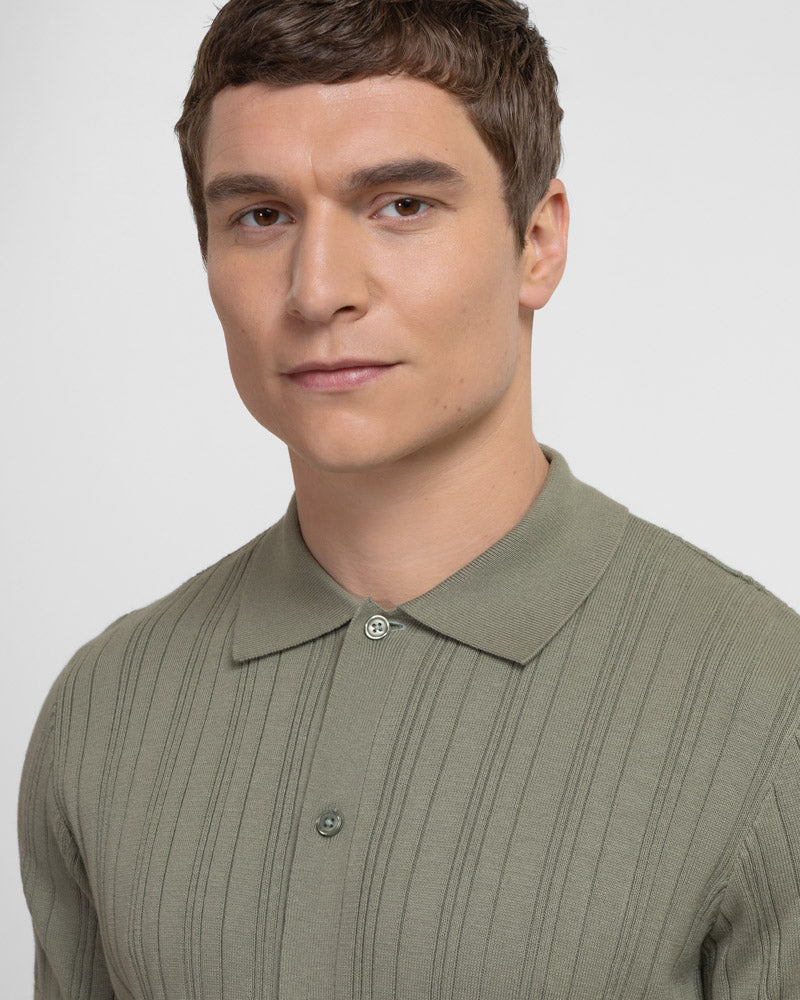 Kilburn - Stripe Textured Knitted Short Sleeve Shirt