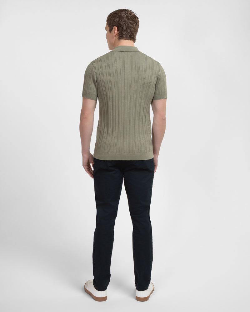 Kilburn - Stripe Textured Knitted Short Sleeve Shirt
