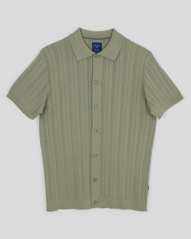 Kilburn - Stripe Textured Knitted Short Sleeve Shirt
