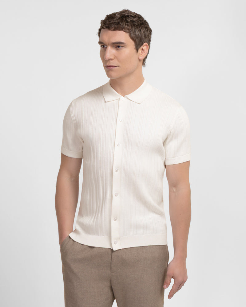 Kilburn - Stripe Textured Knitted Short Sleeve Shirt