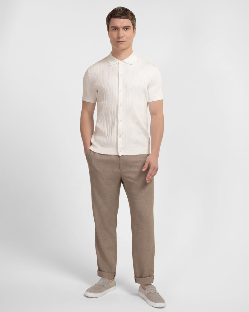 Kilburn - Stripe Textured Knitted Short Sleeve Shirt