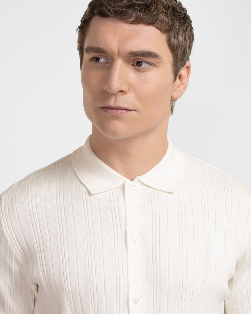 Kilburn - Stripe Textured Knitted Short Sleeve Shirt