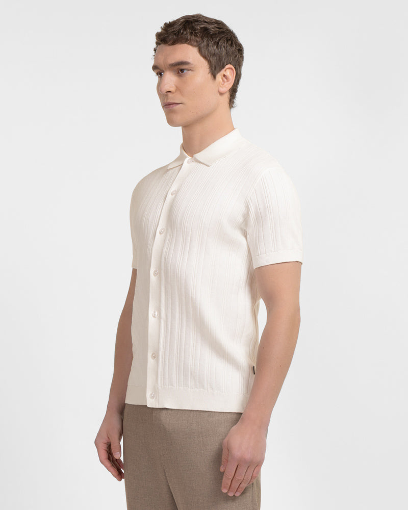 Kilburn - Stripe Textured Knitted Short Sleeve Shirt