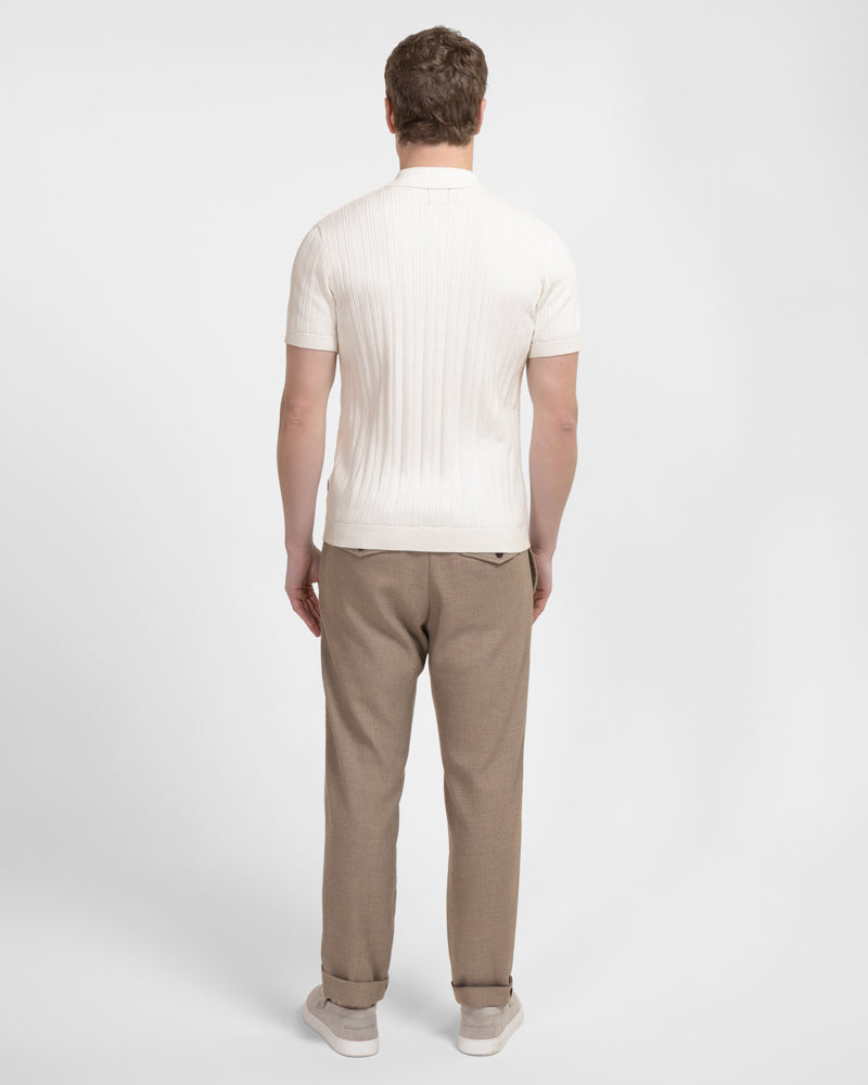 Kilburn - Stripe Textured Knitted Short Sleeve Shirt