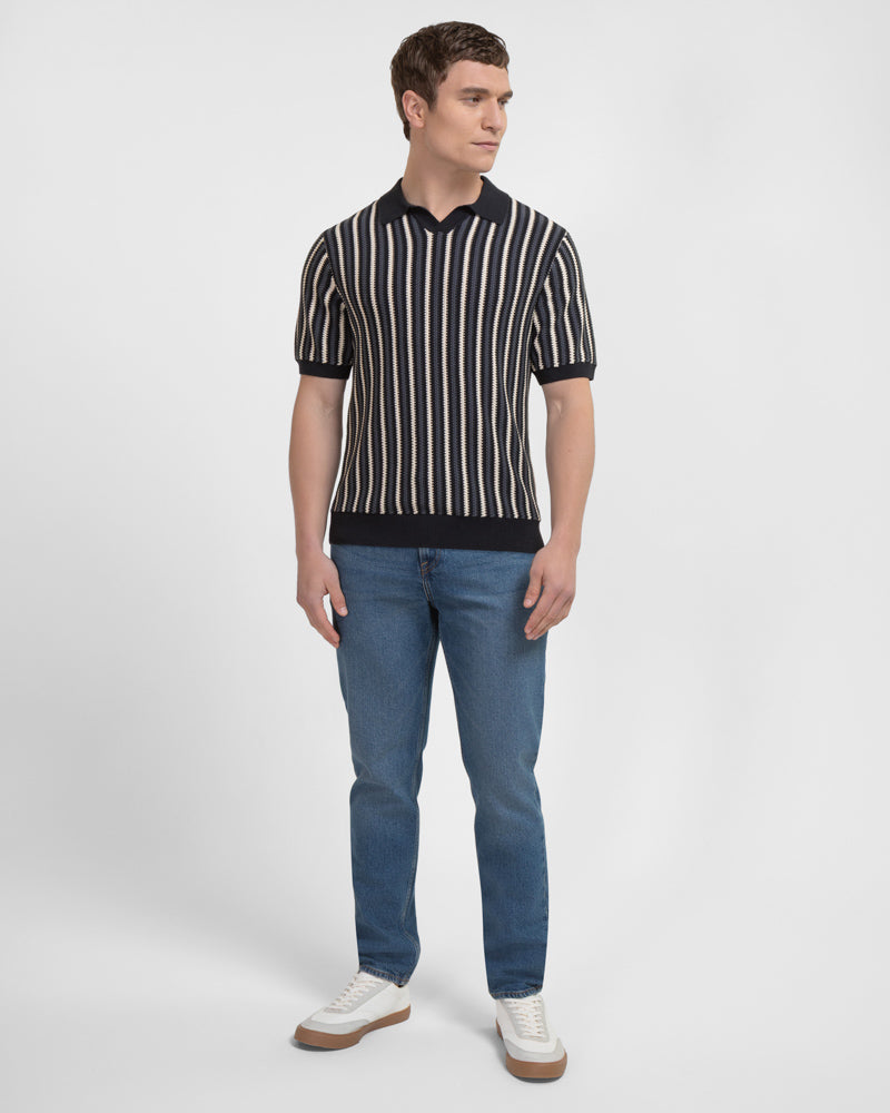 Pimlico - Knitted Stripe Trophy Neck Polo Shirt