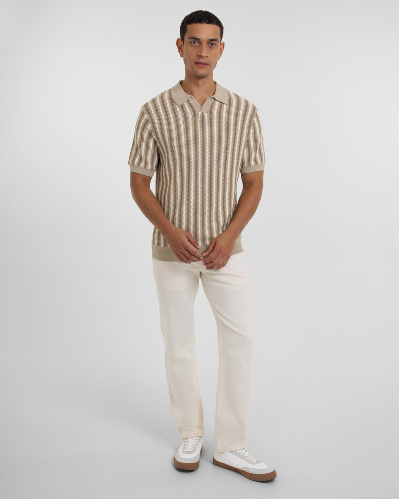 Pimlico - Knitted Stripe Trophy Neck Polo Shirt