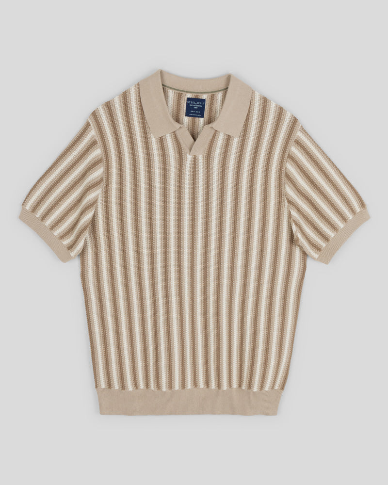 Pimlico - Knitted Stripe Trophy Neck Polo Shirt