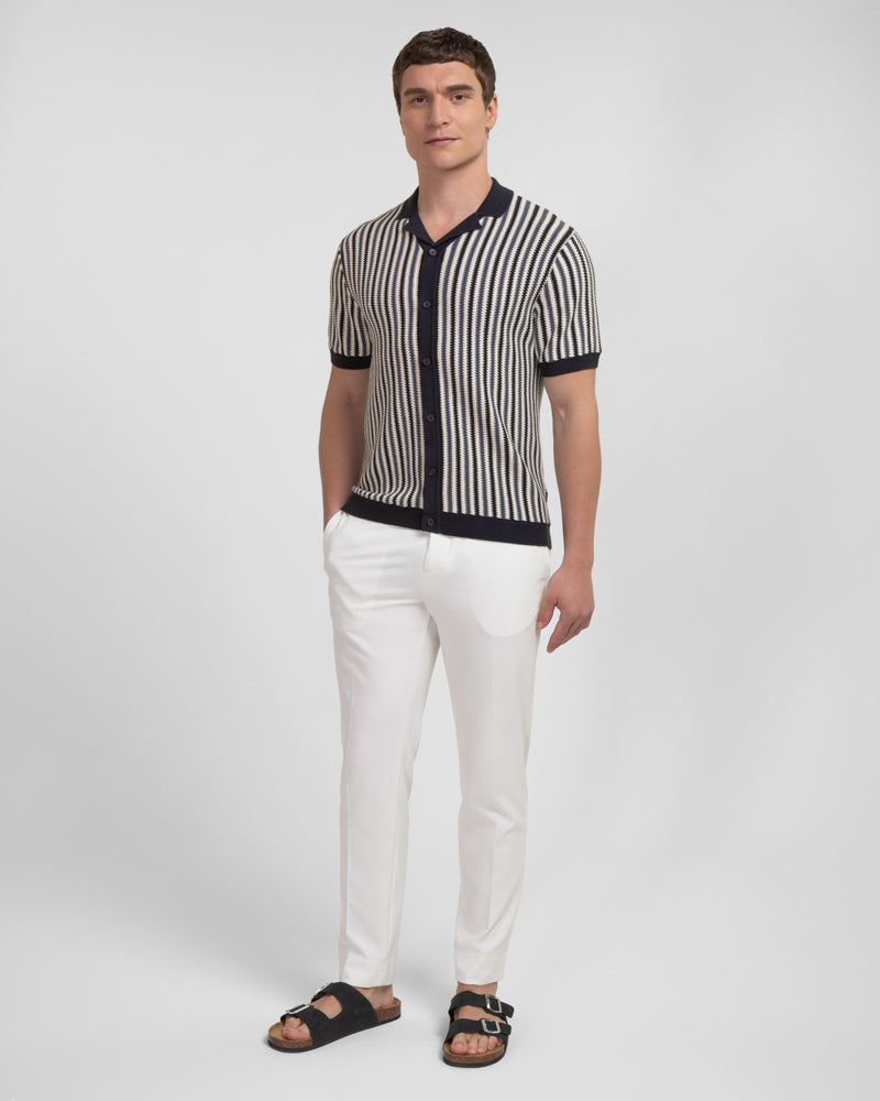 Stanmore - Tonal Stripe Knitted Short Sleeve Shirt