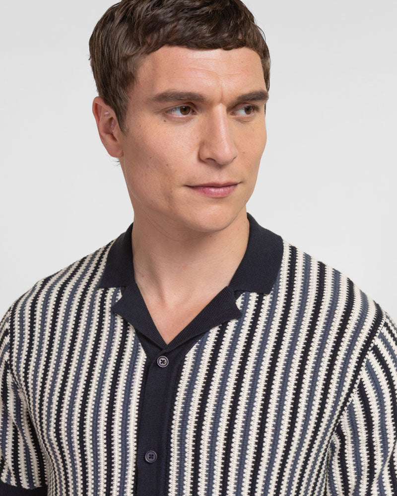 Stanmore - Tonal Stripe Knitted Short Sleeve Shirt