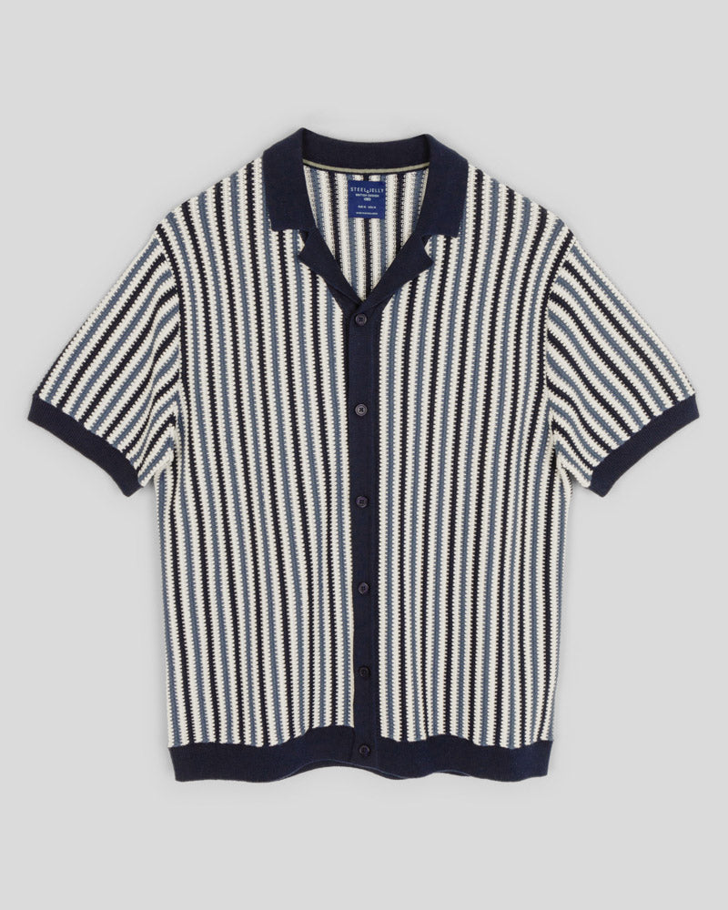 Stanmore - Tonal Stripe Knitted Short Sleeve Shirt