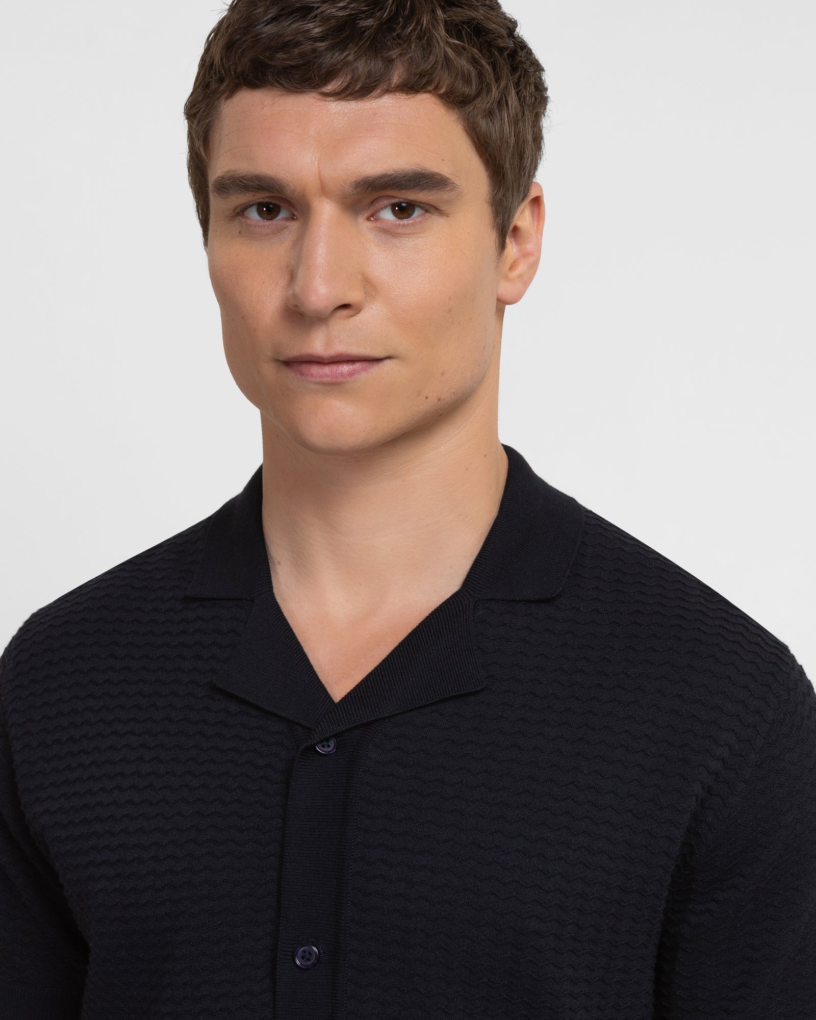 Aldgate - Chevron Textured Knitted Short Sleeve Shirt