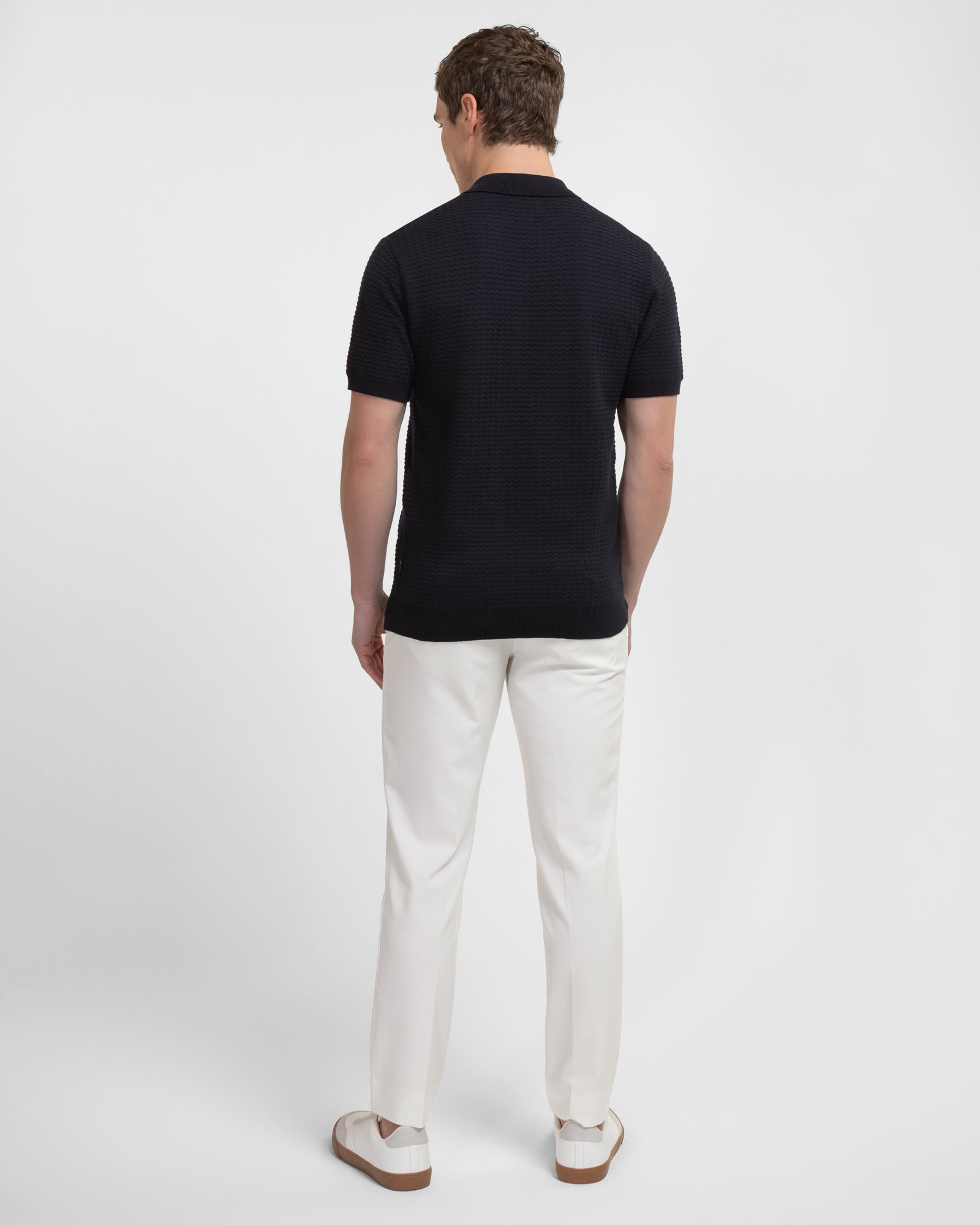 Aldgate - Chevron Textured Knitted Short Sleeve Shirt