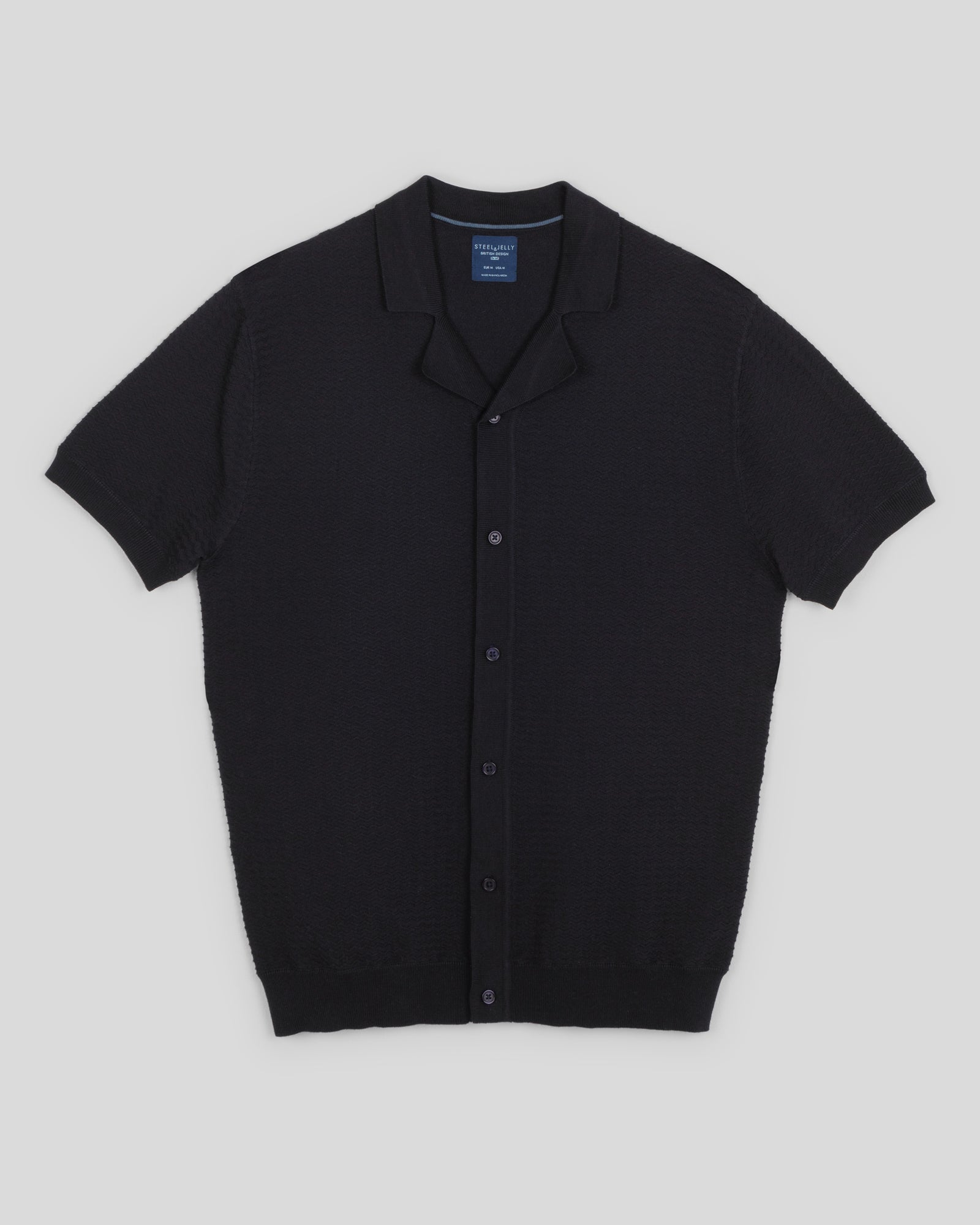 Aldgate - Chevron Textured Knitted Short Sleeve Shirt