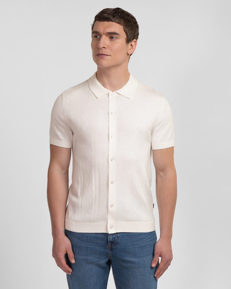 Bayswater - Embossed Stripe Knitted Short Sleeve Shirt