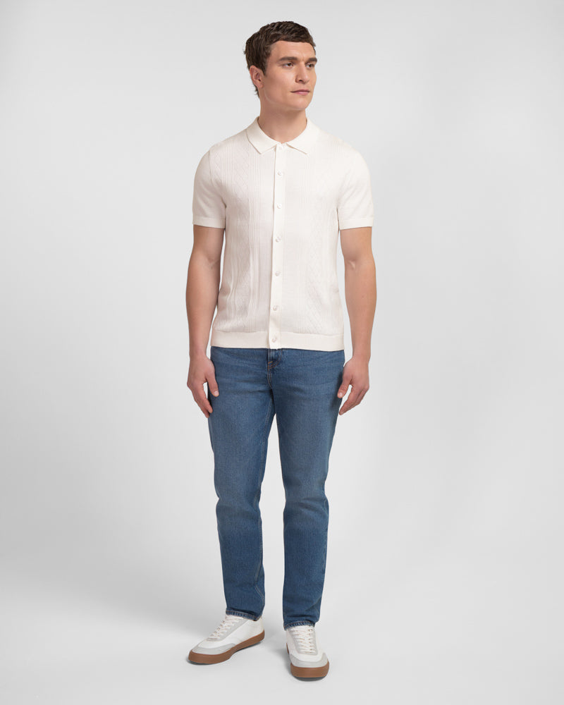 Bayswater - Embossed Stripe Knitted Short Sleeve Shirt