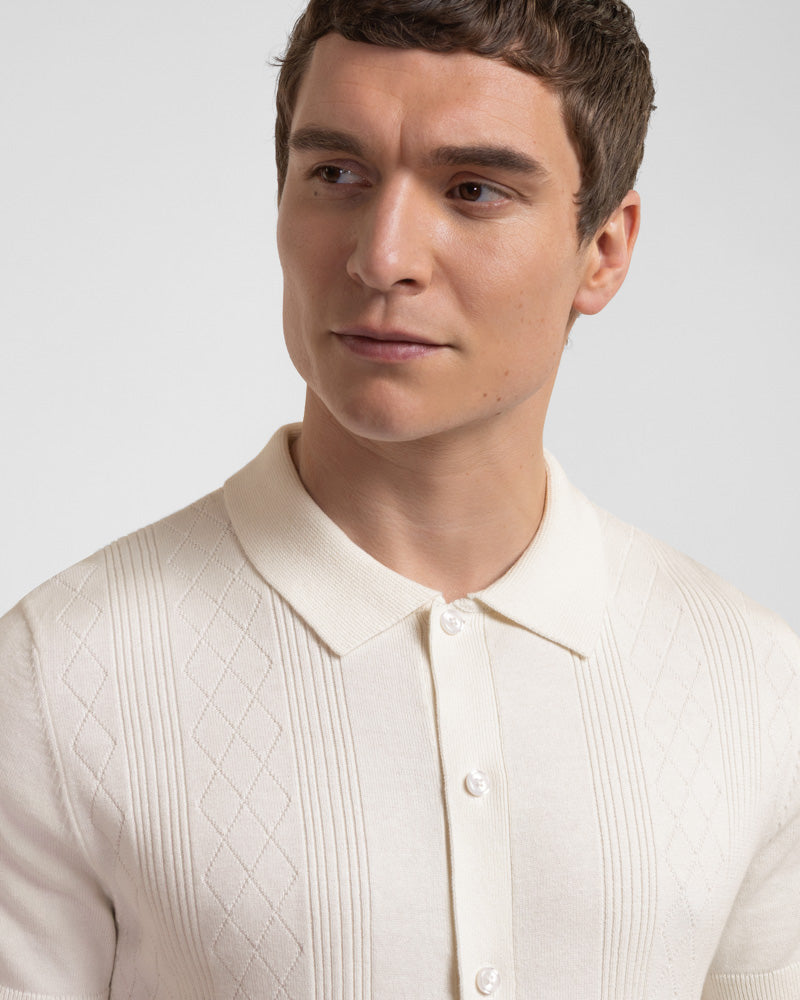 Bayswater - Embossed Stripe Knitted Short Sleeve Shirt