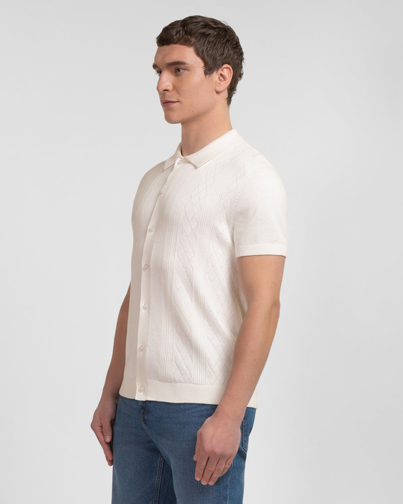 Bayswater - Embossed Stripe Knitted Short Sleeve Shirt