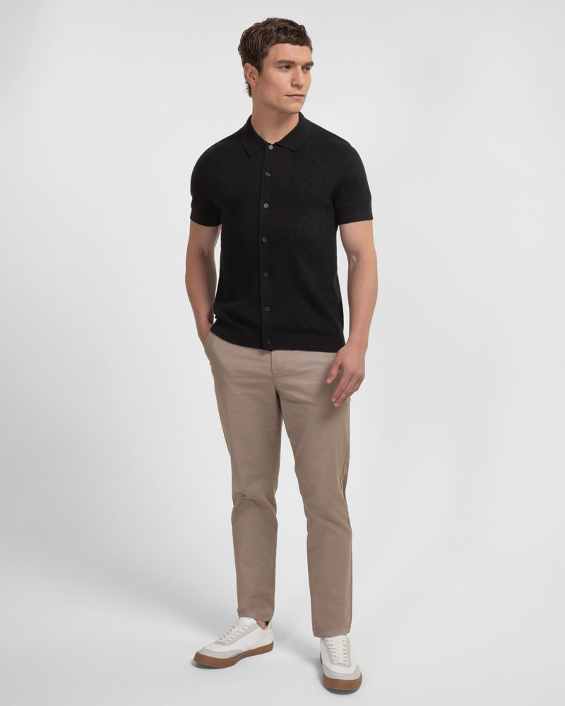 Bayswater - Embossed Stripe Knitted Short Sleeve Shirt