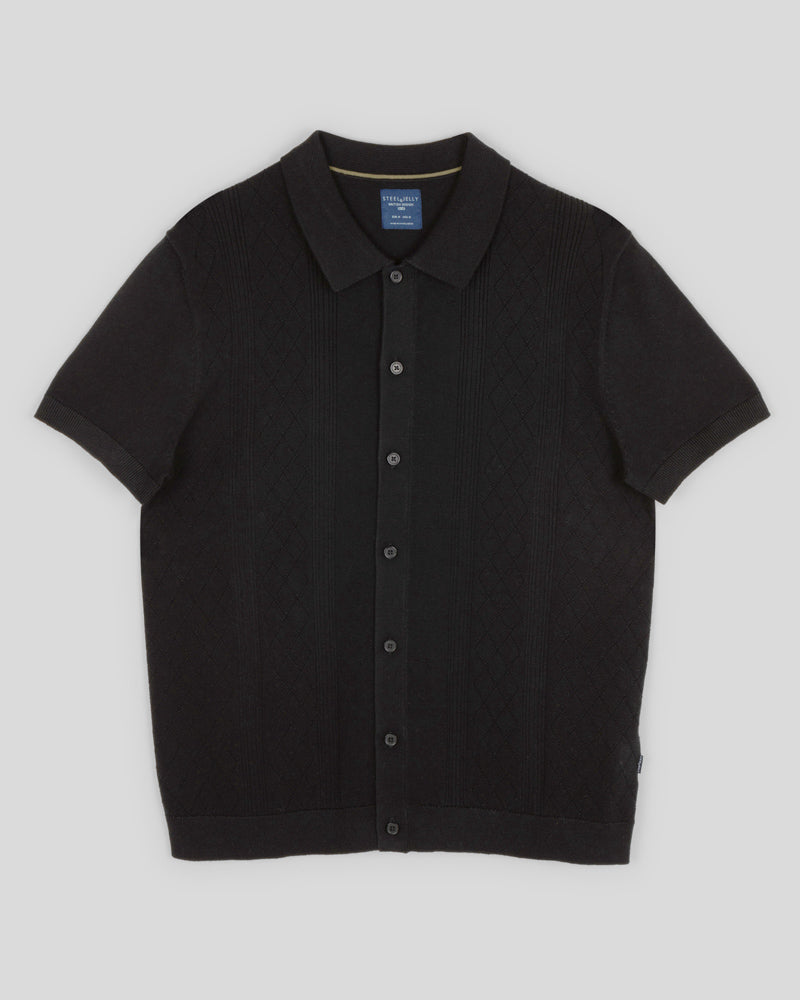 Bayswater - Embossed Stripe Knitted Short Sleeve Shirt