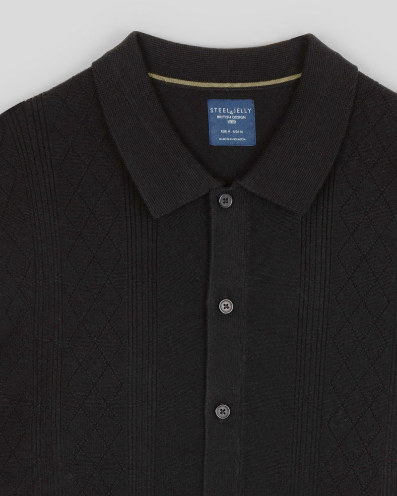 Bayswater - Embossed Stripe Knitted Short Sleeve Shirt