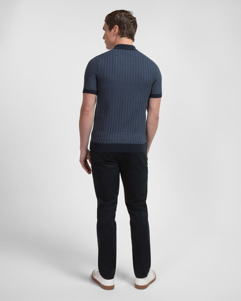 Heston - Stripe Textured Knitted Short Sleeve Shirt